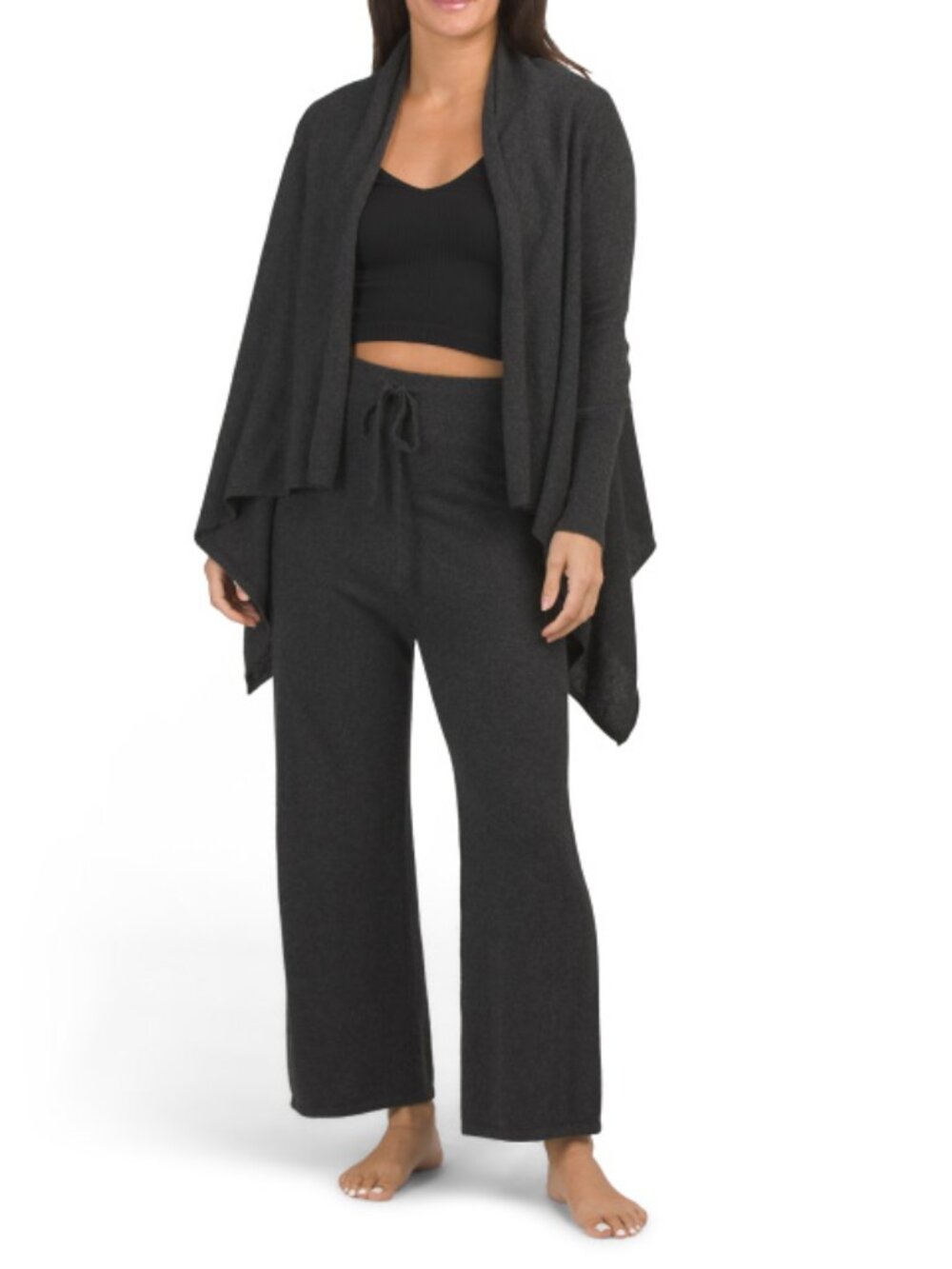 ASPEN 2pc Cashmere Waterfall Cardigan And Wide Leg Pants Set